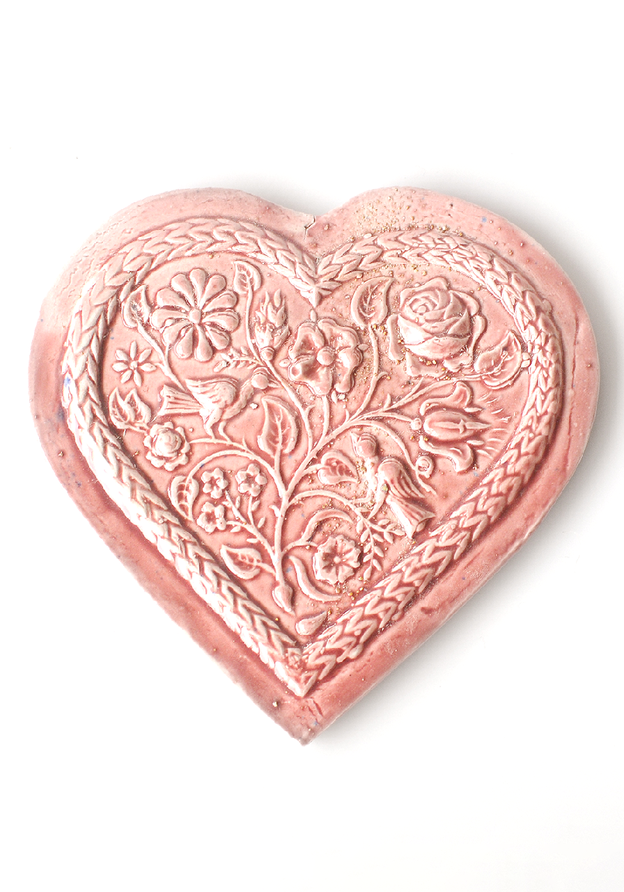 Изображение Панно на стену Сердце керамическое, с цветами